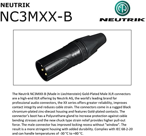 6 Фута балансиран микрофон, кабел, направен ПО ПОРЪЧКА на Компанията СА НАЙ CABLES с помощта на тел Mogami 2549 (черно) и златни XLR-штекеров Neutrik NC3MXX-B и NC3FXX-B