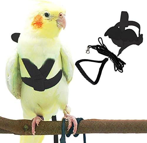 Шлейка и каишка за вълнисто попугайчика, Регулируема Конструкция за Дресура Попугайчиков, Защита от Ухапвания, Найлон Въже за птици
