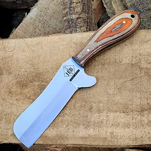 Нож за рязане на Бик Haxxi Blade 060 Ръчно изработени от стомана 1095, Каубойски Ножове в естествена Кожа обвивка за Палачинки, Нож в Класически Стил, Ловен Нож, Нож за Скинър