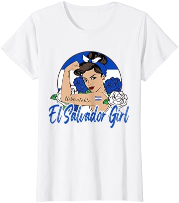 Тениска с флага на Салвадор за момичета-сальвадорцев Mujer Salvadoreña