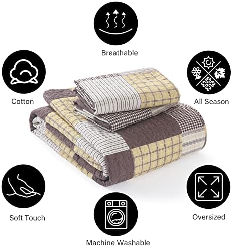 Комплект Стеганого одеяла PANGUSHAN от памук, Кралски Размер, Комплект Спално бельо в стил мозайка, Покривки за легло, Лесно