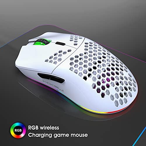 Детска мишката е Безжична, Лека Ергономична мишка GROLEBO, Безжична компютърна мишка с RGB подсветка, Акумулаторна, 800-1600-2400-3600