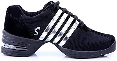 YKXLM Танцови Обувки за Жени На Въздушна Възглавница, Класическа Парусиновая Танцови Обувки Дантела, Спортни Обувки за ходене, Модел WXP28H