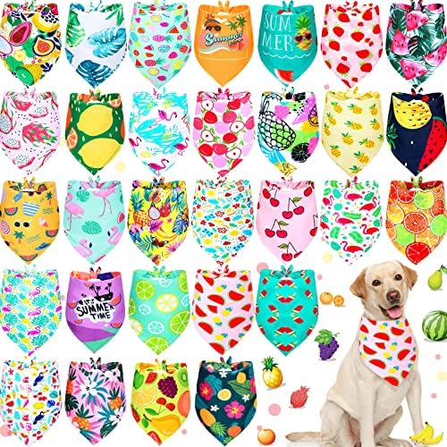 30 Опаковки Пролетно-летните Цветя Bandhan за кучета, Меки Триъгълни Шалове за Кучета, Полиестерна Кърпа, Костюм за домашен