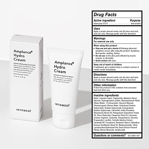 INTOMEDI Hydro Cream - Хидратиращ анти-ейдж крем за лице, Крем против бръчки с хиалуронова киселина, керамидами и центеллой Азиатската