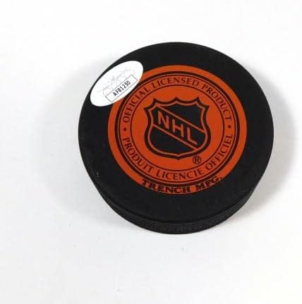 Норми Уллман Подписа Официално Хокей шайба НХЛ Ред Уингс JSA Auto DA054883 - за Миене на НХЛ с автограф
