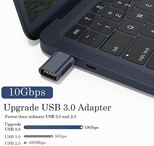 AuviPal Осъвременяване на 10 Gbit/s USB адаптер C до USB 3.0 OTG (4 групи), USB Type C към конектора USB A, конвертор Thunderbolt