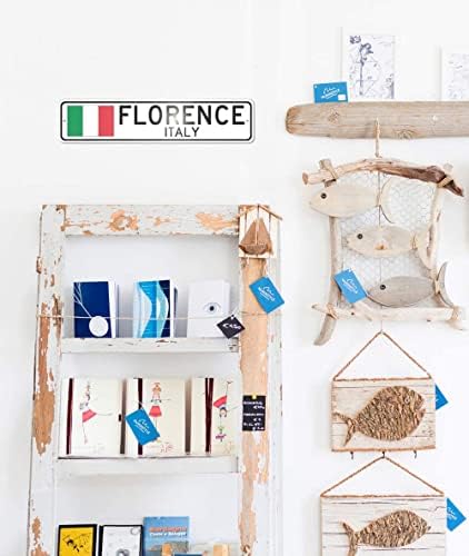 Флоренция, Италия - Табела с италиански Флаг - Метална Новост за декорация на дома, Декорация на стените италиански ресторант, Уличен