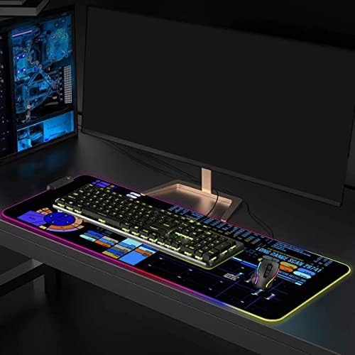Много Голяма Дебела подложка за мишка Trekkie Преселник за масата, Led Подложка за маса с дисплей за управление на конзолата Sci-fi, Led Подложка за мишка SciFi Gifts Gamer RGB, Игралн?