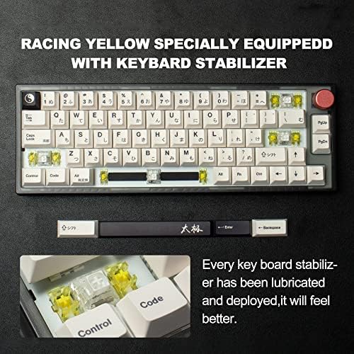 Механична клавиатура VN66 RGB 66 Програмируеми клавиши детска клавиатура с възможност за гореща замяна с жълт ключ Подкрепа трехрежимного
