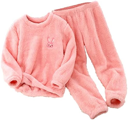 Детски Зимен Топъл, мек вълнен плат пижамный комплект за малки момчета и момичета, топло руното пижама в тон, 2 бр. (1-Бежов, на 13-14