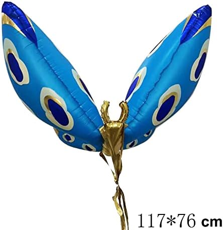 3D Балон от Фолио с Пеперуда 47 инча, Голям Балон с Крила на Ангел, Невероятен Балон с Пеперуда на Рожден Ден на Момиче, Тематична Сватба (син)