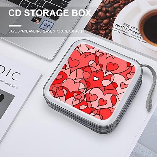 Абстрактно Сърцето си за Любовта Фон CD Калъф Пластмасов DVD Притежателя на Чантата за Преносим персонален Органайзер За Съхранение