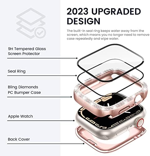 Tensea 2 в 1 за Водоустойчиви Защитни своята практика Apple Watch за екрана SE 2022 и аксесоари 6 5 4 40 мм, iWatch, Защитен слой