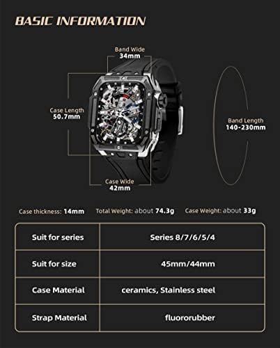 SKXMOD 45 мм Луксозен Керамичен Калъф + Каишка За Apple Watch Band 45 мм 44 мм Комплект Модификация Метален iwatch Series 8 7 6 5 4 SE 44