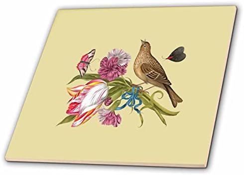 3d Птиченце-розочка с карамфил-тюльпаном и пеперуди - плочки (ct_356792_1)