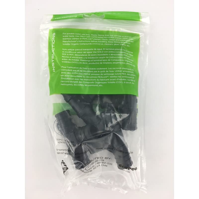 Чай Ecopoly 32827 PEX, 3/4 инча в диаметър 0,75 инча, клещи, пластичен (опаковка от 5 броя)