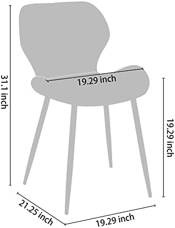 Съвременен стол за почивка CangLong средата на века с метални крака за кухнята, хола, маса за хранене, стол, комплект от 2, сив