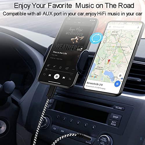 Aux Кабел за iPhone, [Сертифициран от Apple Пфи] iPhone, AUX Кабел за автомобилни стерео системи, аудио кабел 2 бр Светкавица-3.5 мм дължина