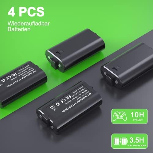 Акумулаторна батерия за Xbox One/Xbox Series X|S, Батерии YCCTEAM капацитет 4x1200 ма батерия, зарядно устройство за Xbox Series X | S, Xbox Контролер One S/One X/One Elite-Комплект аксесоари за Xbox One