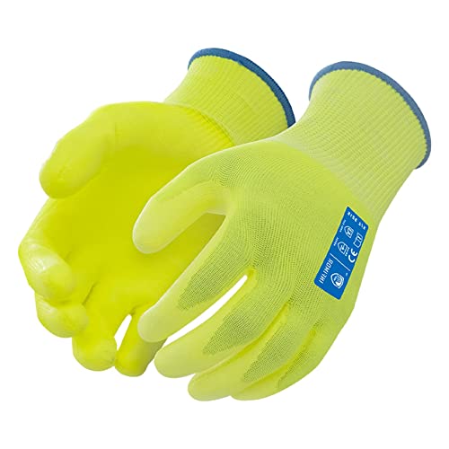 Infimor 6 Чифта ръкавици, устойчиви на гумата, нивото на CE 5, предпазни работни ръкавици ANSI CUT 3 за рязане за жени и мъже, Ръкавици строителна механика с твърда изземване и