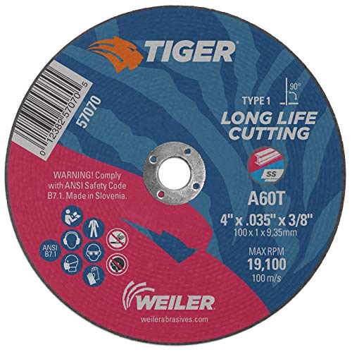 Отрезной кръг на Weiler 57070 4 x 0,035 Tiger AO Type 1, A60T, 3/8 A. H. (опаковка по 25 парчета)