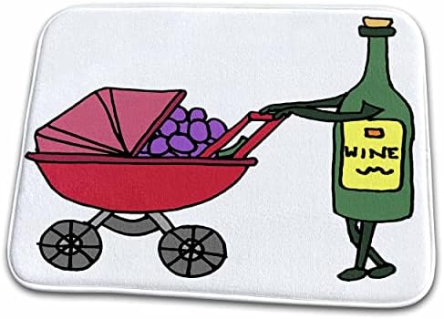 3dRose Забавно готина бутилка вино, толкающая Детска Столър с детето. - Подложки за сушене на чинии (ddm-287936-1)