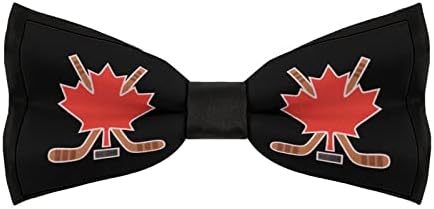 FORSJHSA Canada Maple Hockey Мъжки Предварително Обвързани Вратовръзки-пеперуда С Регулируем Принтом, Новост, Вратовръзка