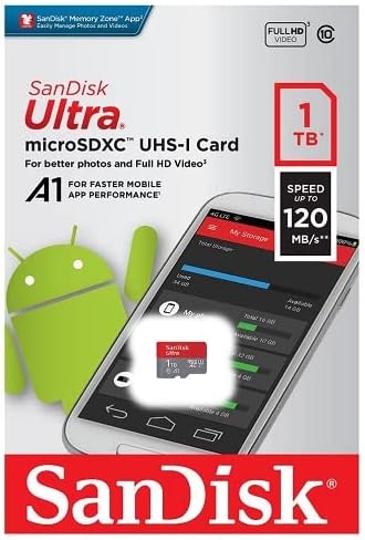 Карта SanDisk Ultra 1 TB Micro SD за мобилен телефон Motorola Работи с Мото G8 Play, Moto G7 Power, Moto Z4 (SDSQUA4-1T00-GN6MN)