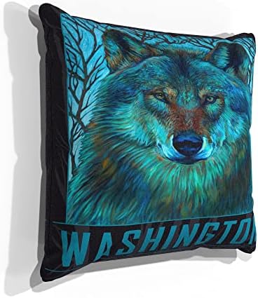 Възглавници за дивана Washington Winter Wolf от изкуствен велур с картини с маслени бои на художника Kari Lehr 18 x 18.