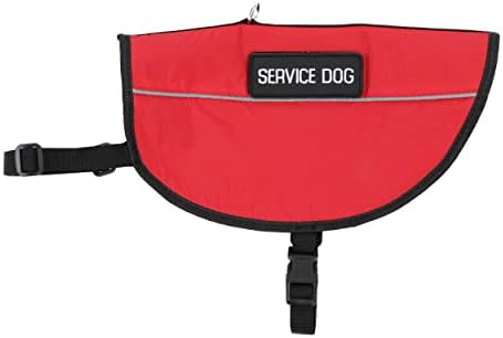 Яке за служебни кучета MonMed с ивици - Жилетка за кучета със Средна червена емоционална подкрепа с размера на гърдите от 22,5 до 27 инча