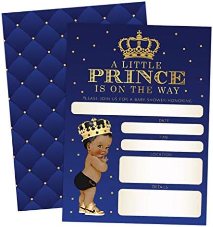 Покана за Детски душ Малкия Принц, Афроамериканский Момче-Скъпа, 20 Покани в пликове