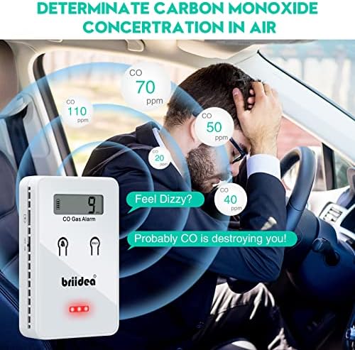 Детектор за въглероден оксид за кола, Briidea ниско ниво Бърз детектор за CO аларма 9ppm, Широко използвани в превозни средства,