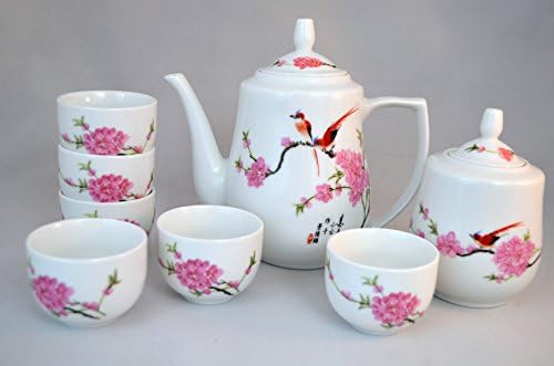7 БРОЯ Китайски Чай с цветове Праскова, Прекрасна Машина, на Чайника, Чай комплект, Чаши, Традиционен Цзиндэчжэнь