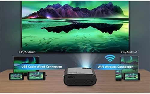 JAHH V50 Преносим проектор 5g Mini Smart Real 1080p Full Movie Proyector 200Led Проектор с голям екран (Цвят: D)