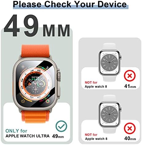 Сладък защитен слой от закалено стъкло 3 бр. за Apple Watch Ultra 49 мм с выравнивающим корпус, HD Без мехурчета, удобна Защитно фолио за iWatch Ultra Accessories, без абанос ръбове, бистр?