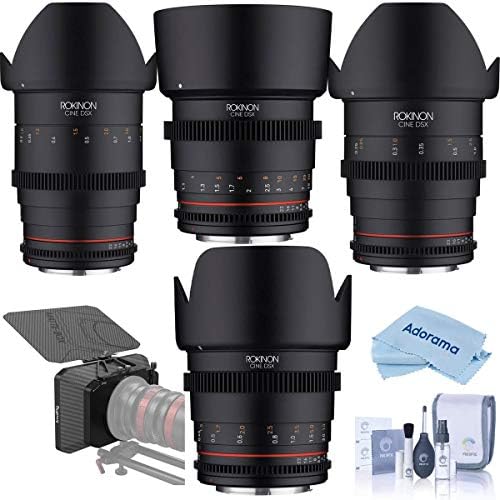 Комплект високоскоростни 4-хобъективных видеокамери Rokinon 24 мм, 35 мм и 50 мм, 85 мм Т1.5 Cine DSX за Canon EF, комплект