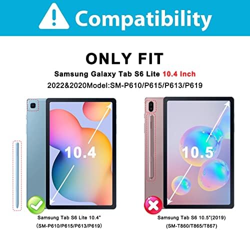 Калъф BATYUE Samsung Galaxy Tab S6 Lite 10,4 инча 2022/2020 (SM-P610/P613/P615 /P619); Защитно Здрав калъф с държач за моливи, въртяща