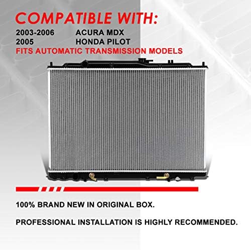 Фабрично 1-Вграден Радиатор за охлаждане DPI 2740, Съвместим с Acura MDX Honda Pilot AT 03-06, Алуминиев жило