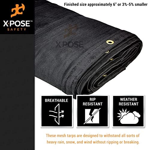 Издръжлив сито брезент Xpose Safety – Многоцелеви черен защитен калъф с размер 20 х 30 см с въздушен поток - Използва се за връзване, сенки, Огради, навеси, от самосвали – Ус