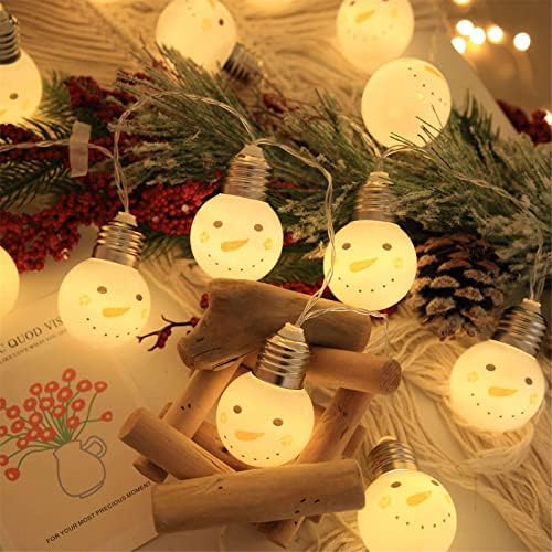 Струнни Светлини във формата на Снежен човек, Коледни Топки, Струнни Светлини Работещи на батерии, 10 светодиоди, Светещи Балони,