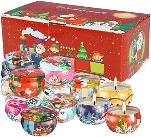 Подаръчен Комплект Коледни Ароматни Свещи, 16 БР, 2,5 грама, Свещи за Ароматерапия, Подаръци за жени, Свещи на соев Восък,