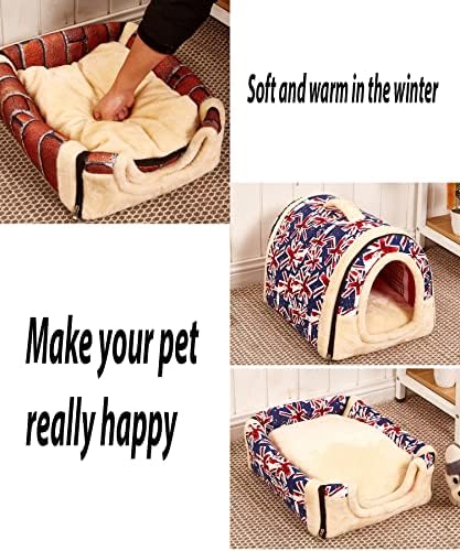 Стил на легла за кучета и котки 5 - Одеяла за по-Големи Кучета - Моющийся Топъл, мек вълнен плат Мека Подложка-Възглавница-Легло