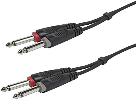 Инструментален кабел Monoprice с двойно 1/4-инчов приставка адаптер TS и двойно 1/4-Инчов приставка адаптер TS - 10 Фута, 26