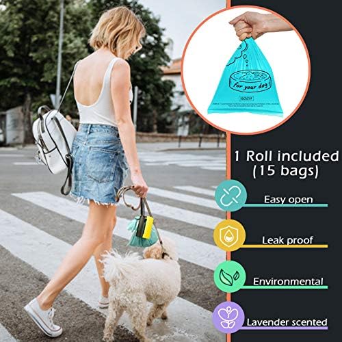 Държач за торбички за кучешки какашек 3 в 1 с вградено led фенерче за каишка и метален клипс за закачане на използваните чанти в два цвята