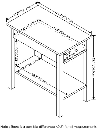 Furinno Класически правоъгълен приставной холна маса с чекмедже, Сащ