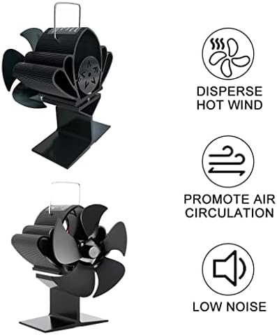 UXZDX Камина CUJUX с 5 остриета, вентилатор за печката, Дърво горелка, Безшумен вентилатор, Ефективно разпределение на топлината в дома (Цвят: черен размер: 11085145 мм)