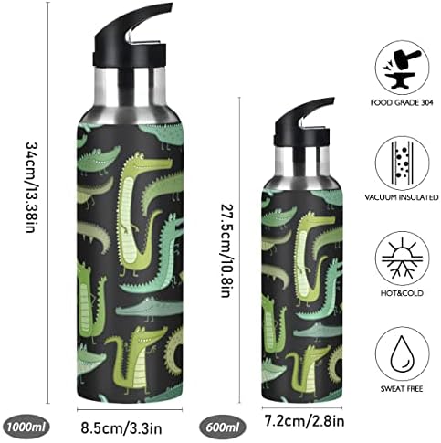 Скъпа Бутилка за вода Glaphy Green под формата на Крокодил със Сламен капак, не съдържа BPA, 32 грама, Бутилки за Вода, Изолирани