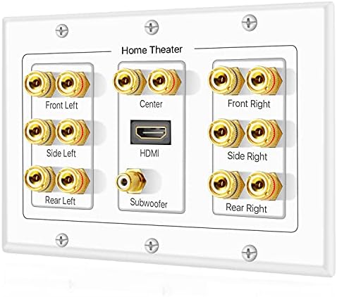 Стенни изход за акустика за домашно кино TNP - Разпределителните панел съраунд звук 7.1, Свързващ елемент, с позлатен меден щепсел тип