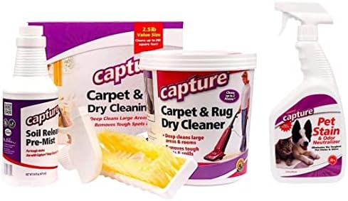 Capture Carpet Total Care Kit 250 каталитичен конвертор на петна и миризми от домашни животни (32 мл), Препарат за премахване на петна от домашни любимци за килими, постелки, мека ме